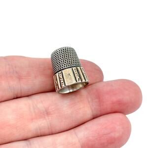 Antique Simon Brothers Panel Gold Plated Thimble Size 8